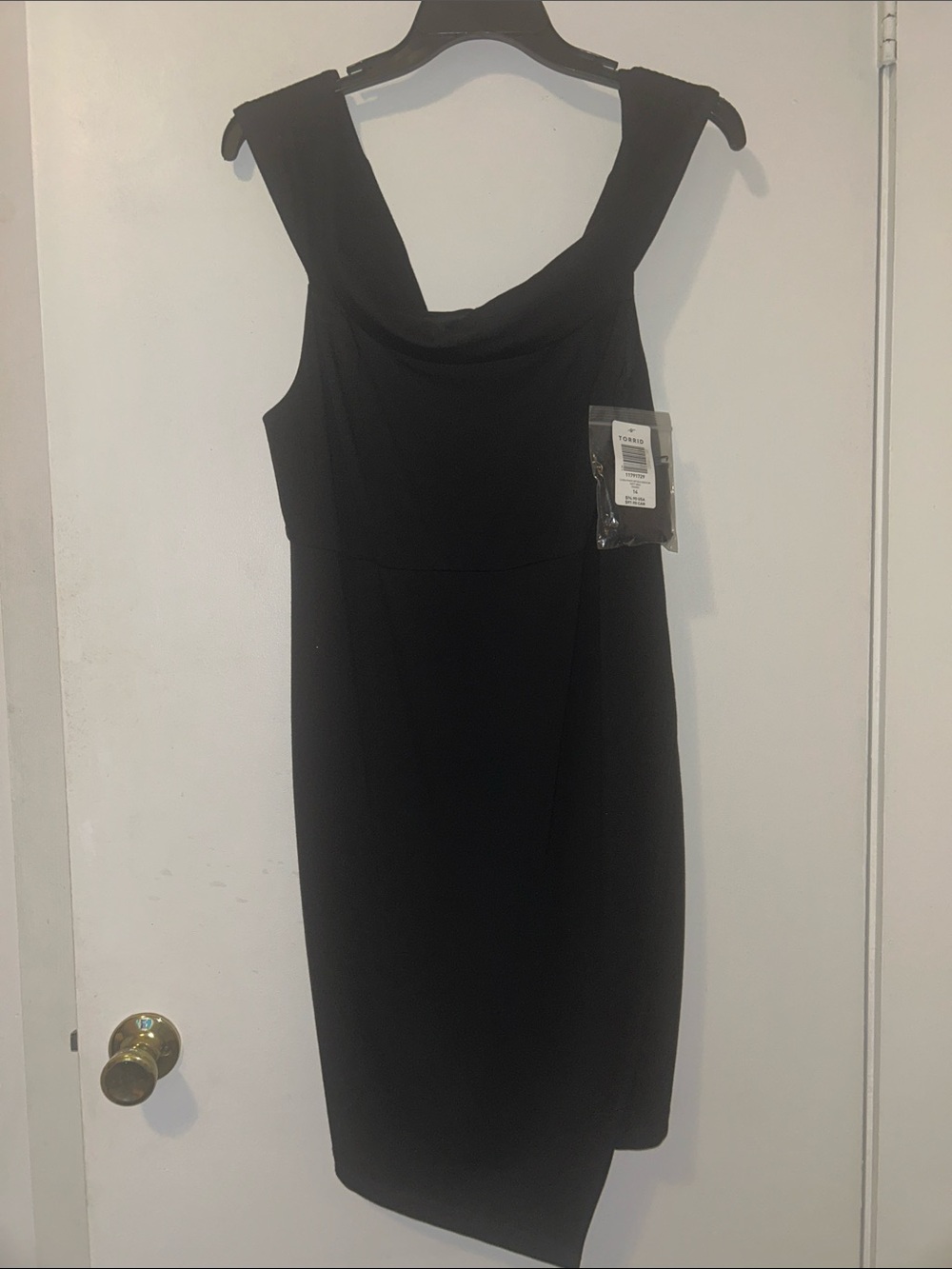 torrid Black Asymmetrical Cowl Neck Sheath Dress size 14